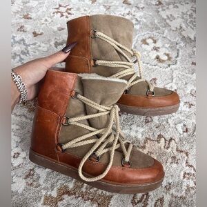 Isabel Marant Suede and Leather Snow Boots